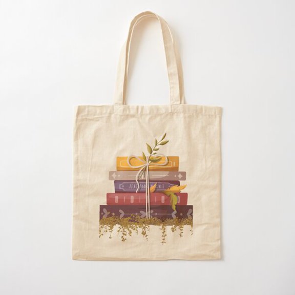 Books In Autumn Cotton Tote Bag Canvas Tote Bag, Family Gift For Mother, Her