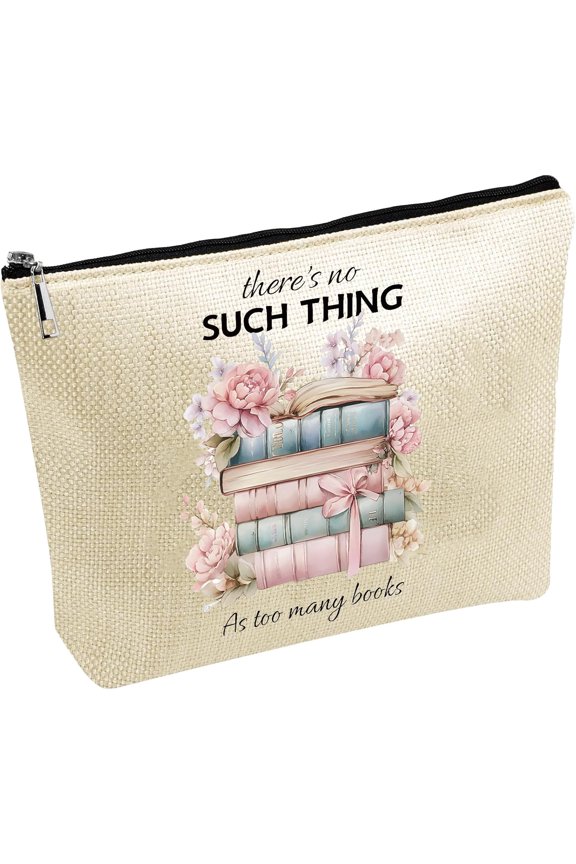 Books Makeup Bags for Purse Multi-Function Canvas Cosmetic Bag Zipper Toiletry Travel Washing Bag Make Up Organizer Tool Pouch Storage Bags for Women Book Lovers Gifts 10x7Inch