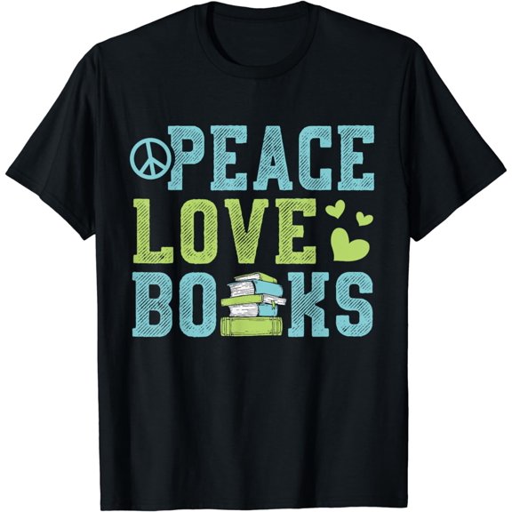 Books Peace Love Bookworm Book Nerd Book Lover Reading Gift T-Shirt mens t shirt，black，women，funny，misfits，men，journey，t-shirt