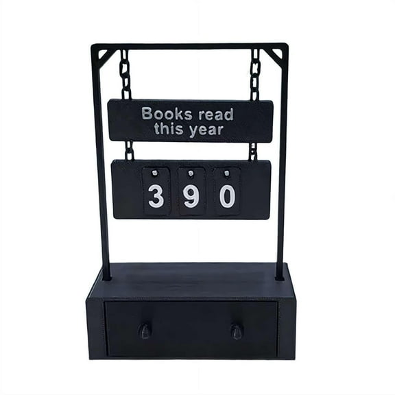 3D Printed Hanging Book Counter With Digital Storage - Books Read This Year Counter - Book Counter Tracker - Book Counter Bookshelf Decor - Reading List Book Club Gifts For Book Lovers(Black)