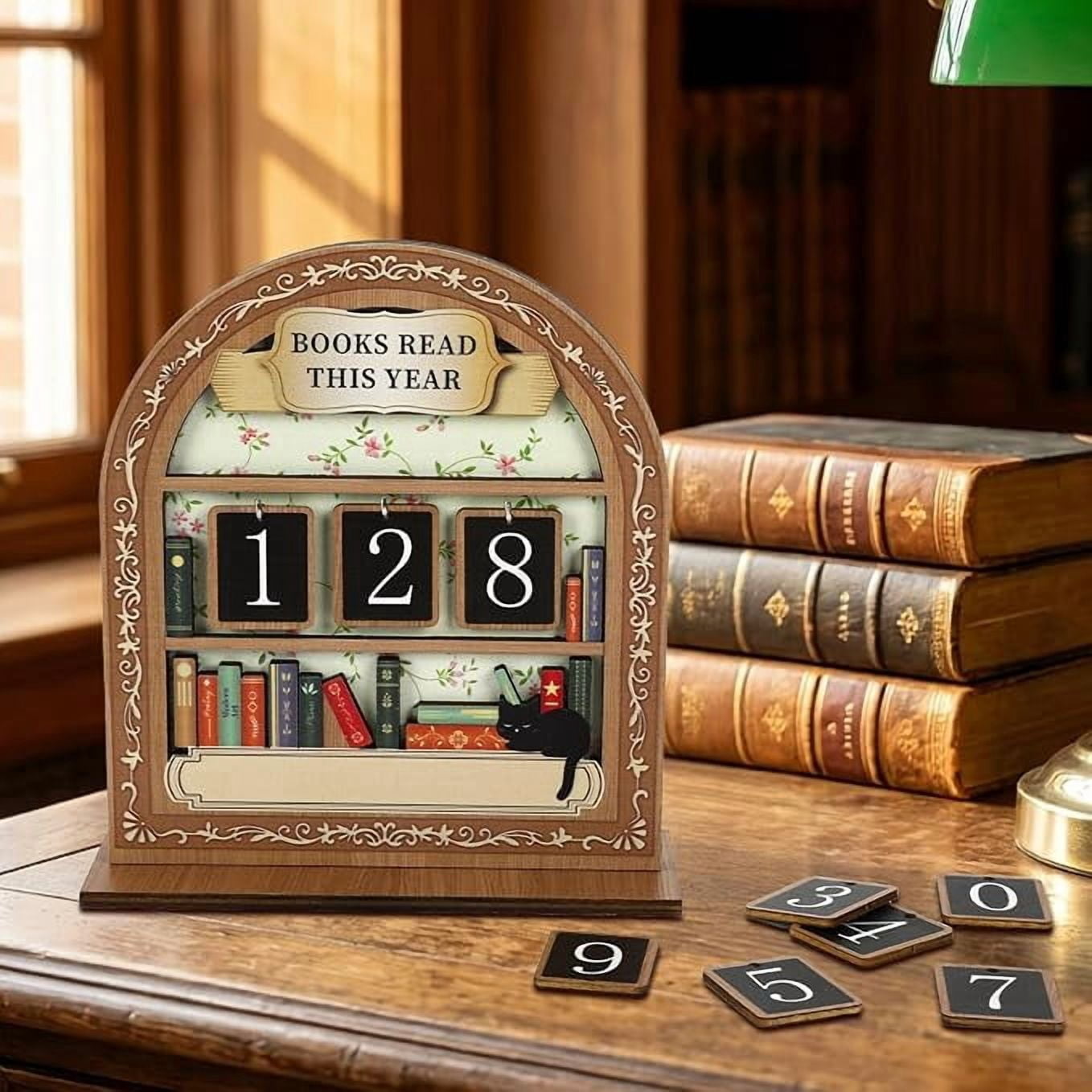 Books Read This Year Counter, Wooden Book Tracker for Readers - Walmart.com