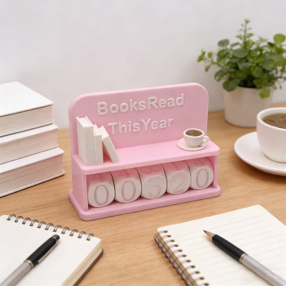 Books Read Tracker Display, Desktop Reading Log Counter with Number Blocks Decorative Bookshelf Sign for Home Office Study Reading Room Decor