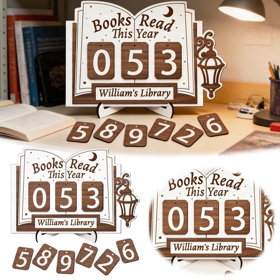 Books Read Wooden Reading Counter With 3 Digit Number Tiles Decorative Book Lover For Home//Shelf Desktop Reading Goal 83785