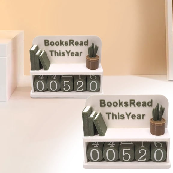 Books Read This Year Counter Reading Tracker Decor Book Lover Desk Ornament Reading Challenge Tracker for Readers Bookworm Gift Desk Decor 3.94x2.95 Inch (1Pcs) White