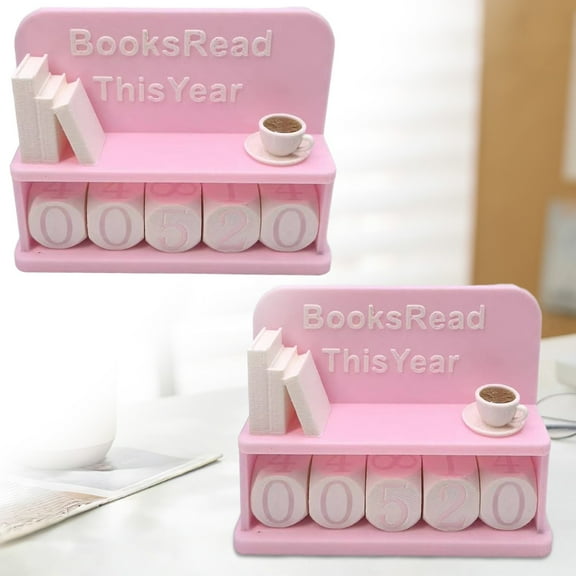 Books Read This Year Sign 2.95x3.94" Reading Tracker Sign 3D Printed Modern Bookshelf Decor Reading Counter for Home Library Decor,Book Lover Gifts(Pink)