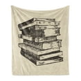 thumbnail image 1 of Books Soft Flannel Fleece Blanket, Vintage Stack of Old Books Pile Text Books Reading Hand Drawn Sketch Print, Cozy Plush for Indoor and Outdoor Use, 50" x 60", Beige and Dark Brown, by Ambesonne, 1 of 5