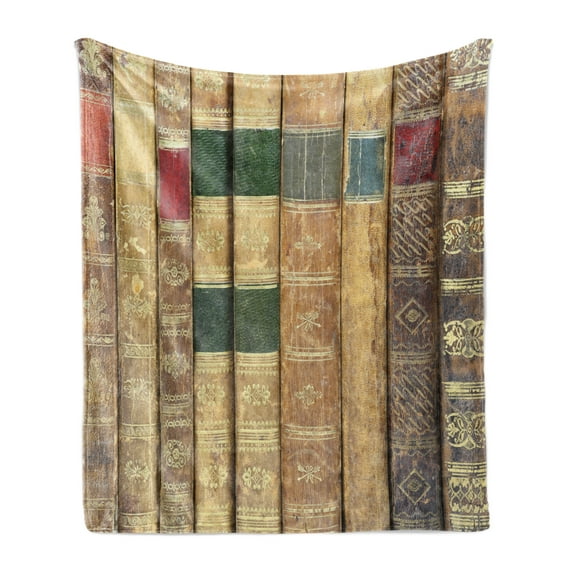 Books Soft Flannel Fleece Throw Blanket, Macro Photo of Grunge Antique Novels Historical Published Elements Print, Cozy Plush for Indoor and Outdoor Use, 70" x 90", Multicolor, by Ambesonne
