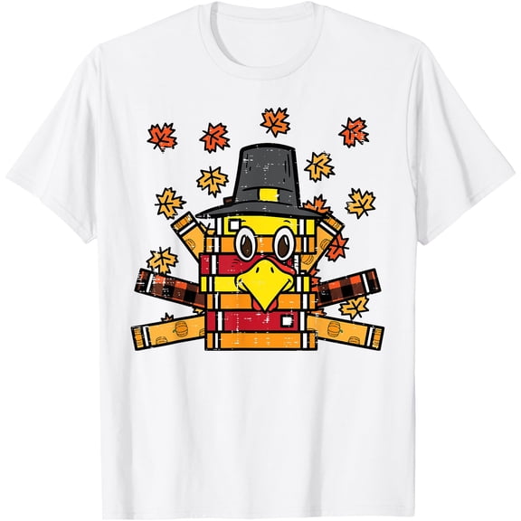 Books Turkey Funny Read Thanksgiving Teacher Fall Men Women T-Shirt,Top Tees,Whiet