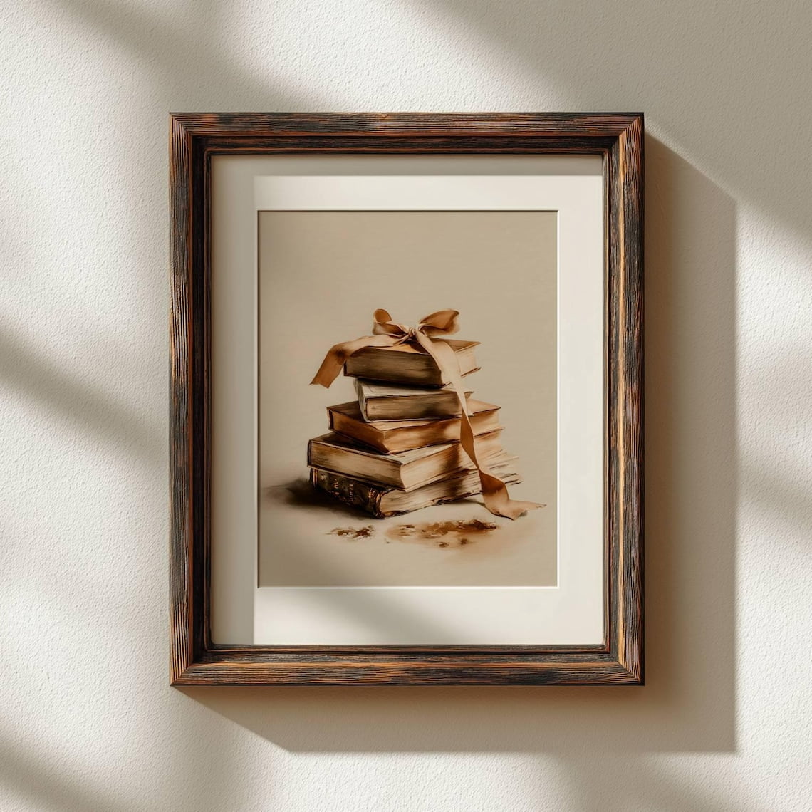 Books Wall Art Vintage Books Floral Decor Moody Academia Reading Nook ...