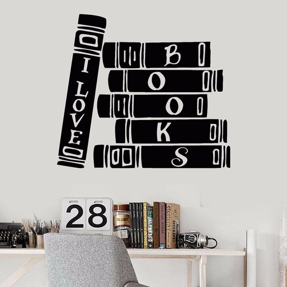 Books Wall Decal Quote Book Store Library Reader Books Bibliophile Wall Stickers Library Study Room Decor Vinyl Art Decal 42x37cm