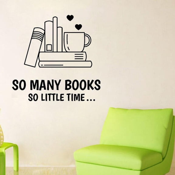 Books Wall Sticker Reading Room Library Study Vinyl Wall Decal Quote Window Stickers Bookstore Cup Mural Bedroom Home Decor 30x30cm