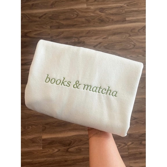 Books and Matcha Embroidered Sweatshirt