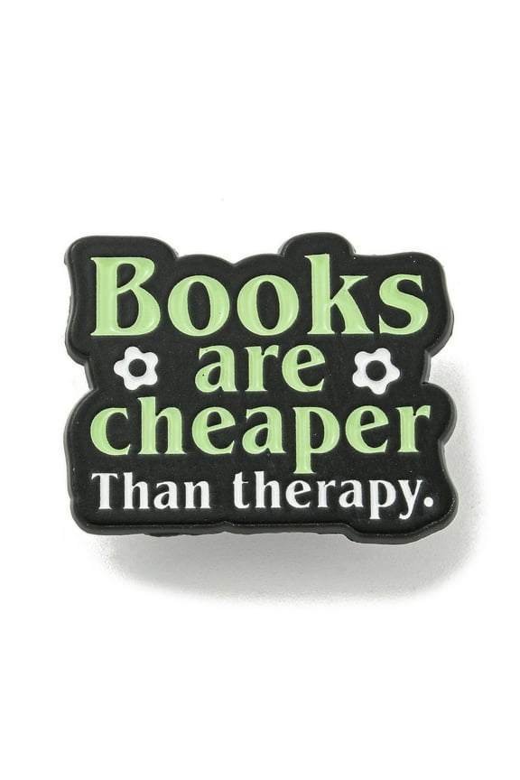 Books are Cheaper Zinc Alloy Brooches Word Enamel Pins for Backpack Suit Black 24.5x30.5x1.5mm