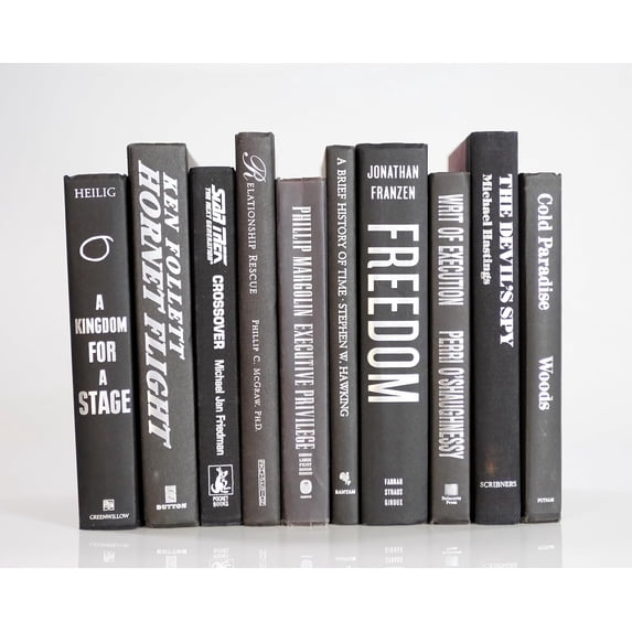 Books for Decoration- Home and Office Decorative Accents- Modern Black (Silver/White)