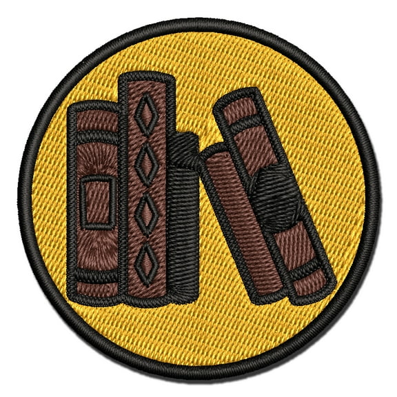 Books in a Row Reading Library Applique Multi-Color Embroidered Iron-On Patch - 2.0 Inch Mini