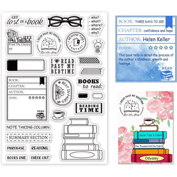 Books to Read Clear Stamps for DIY Scrapbooking Reading List Silicone Clear Stamp Seals DIY