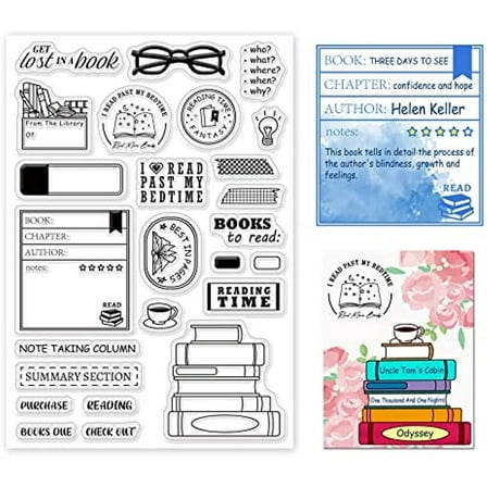 Books to Read Clear Stamps for DIY Scrapbooking Reading List Silicone Clear Stamp Seals for Cards Making Photo Album Journal Home Decoration