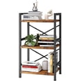thumbnail image 1 of Bookshelf, 3 Tier Industrial Bookcase, Metal Small Bookcase, Rustic Etagere Book Shelf Storage Organizer for Living Room, Bedroom, and Home Office(Rustic Brown), 1 of 9