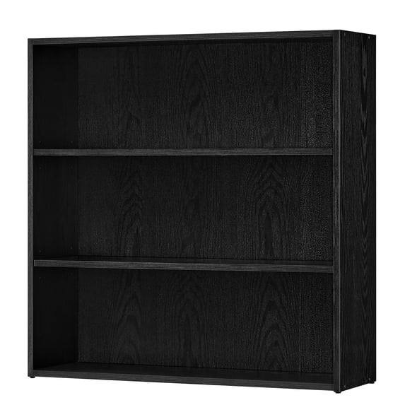 Bookshelf, 31.5'' Wide, 3-Tier Open Bookcase with Adjustable Storage Shelves, Ebony Black