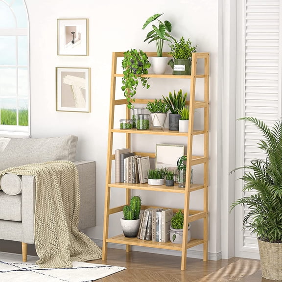 Bookshelf 4-Tier Ladder Shelf for Small Space Storage