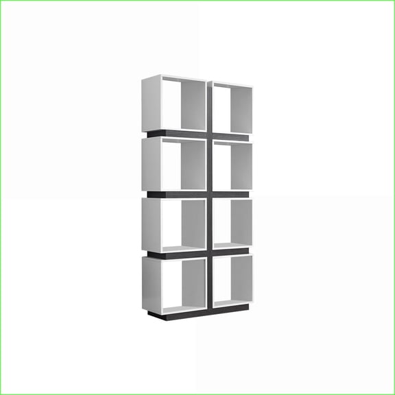 Bookshelf 5 Tier 71'' H Contemporary 8 Cube Storage, Cedar Grey & Off-White | White | Particle Board