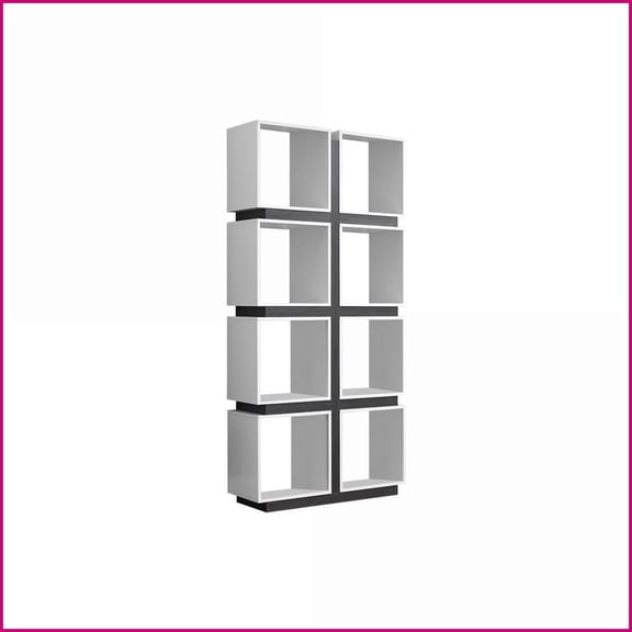 Bookshelf 5 Tier 71"H Modern Grey & White Laminate | White | Particle Board