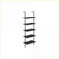 thumbnail image 1 of Bookshelf 5-Tier 72”H Modern Open Shelf | Black Marble-Look | Black Metal, 1 of 13