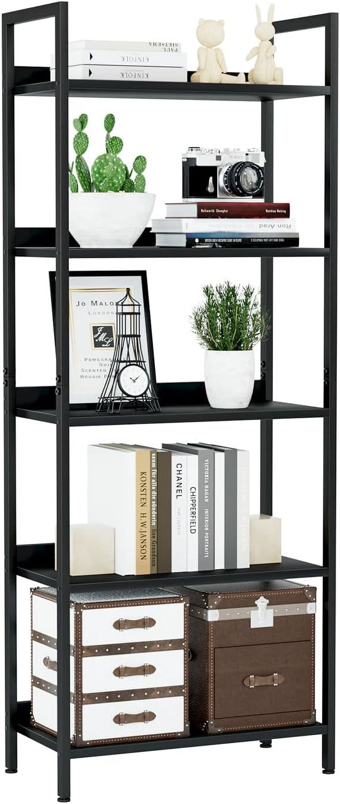 Bookshelf, 5 Tier Bookshelves, Home Office Bookcase Shelf Storage ...
