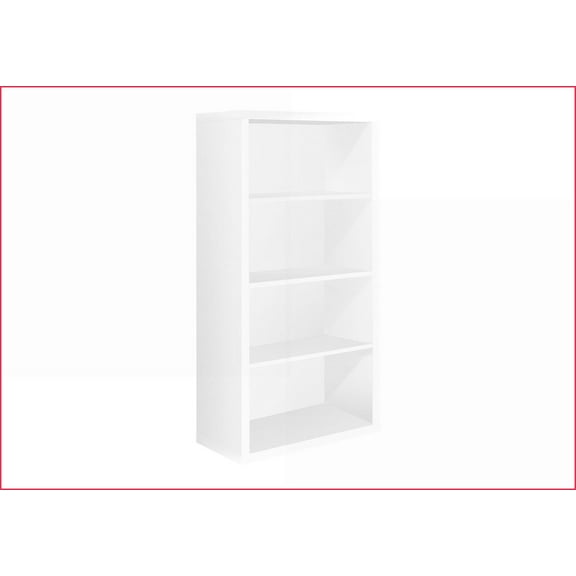 Bookshelf 5 Tier Contemporary White Laminate 48”H for Office Bedroom | White | Particle Board