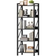 thumbnail image 1 of Bookshelf, 5-Tier Industrial Bookcase, Book Shelf Storage Organizer, Tall Bookshelf with Metal Frame for Living Room, Bedroom, Home Office, Kitchen, Black, 1 of 17