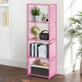 5Tier Portable Bookcase Adjustable Home Office Organizer with 4Cube