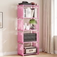 thumbnail image 1 of HONEIER Bookshelf, 4-Tier Storage Shelf, Narrow Bookcase Organizer for Bedroom Living Room Office, Pink, 1 of 9