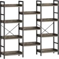 Bookshelf 5 Tiers with 4 Hooks Triple Bookcase with Open Display