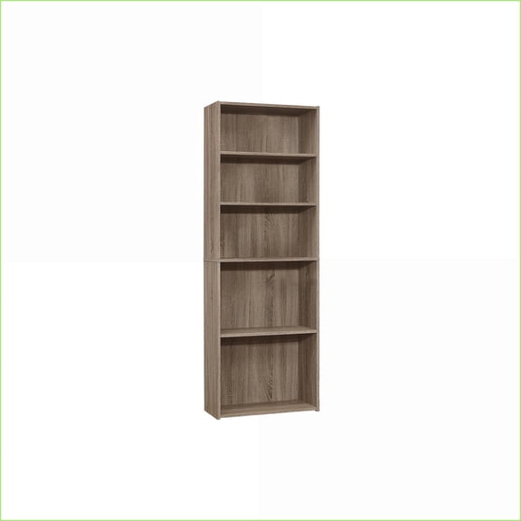 Bookshelf 6 Tier 72 High Transitional Adjustable Shelves Anti-Tip | Taupe | Particle Board