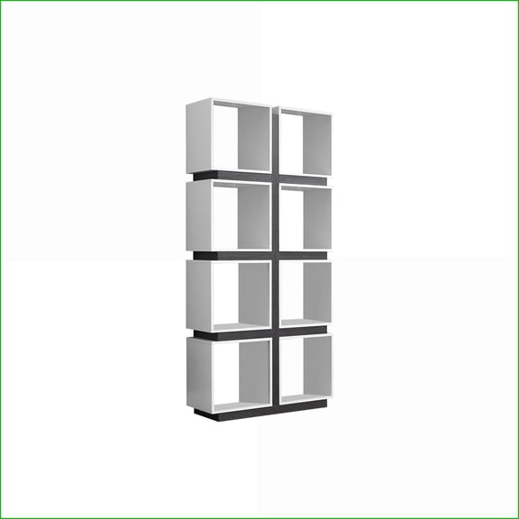 Bookshelf 71"H 5-Tier Contemporary | 8 Cube Storage | Cedar Grey & Off-White | Particle Board | Room Divider