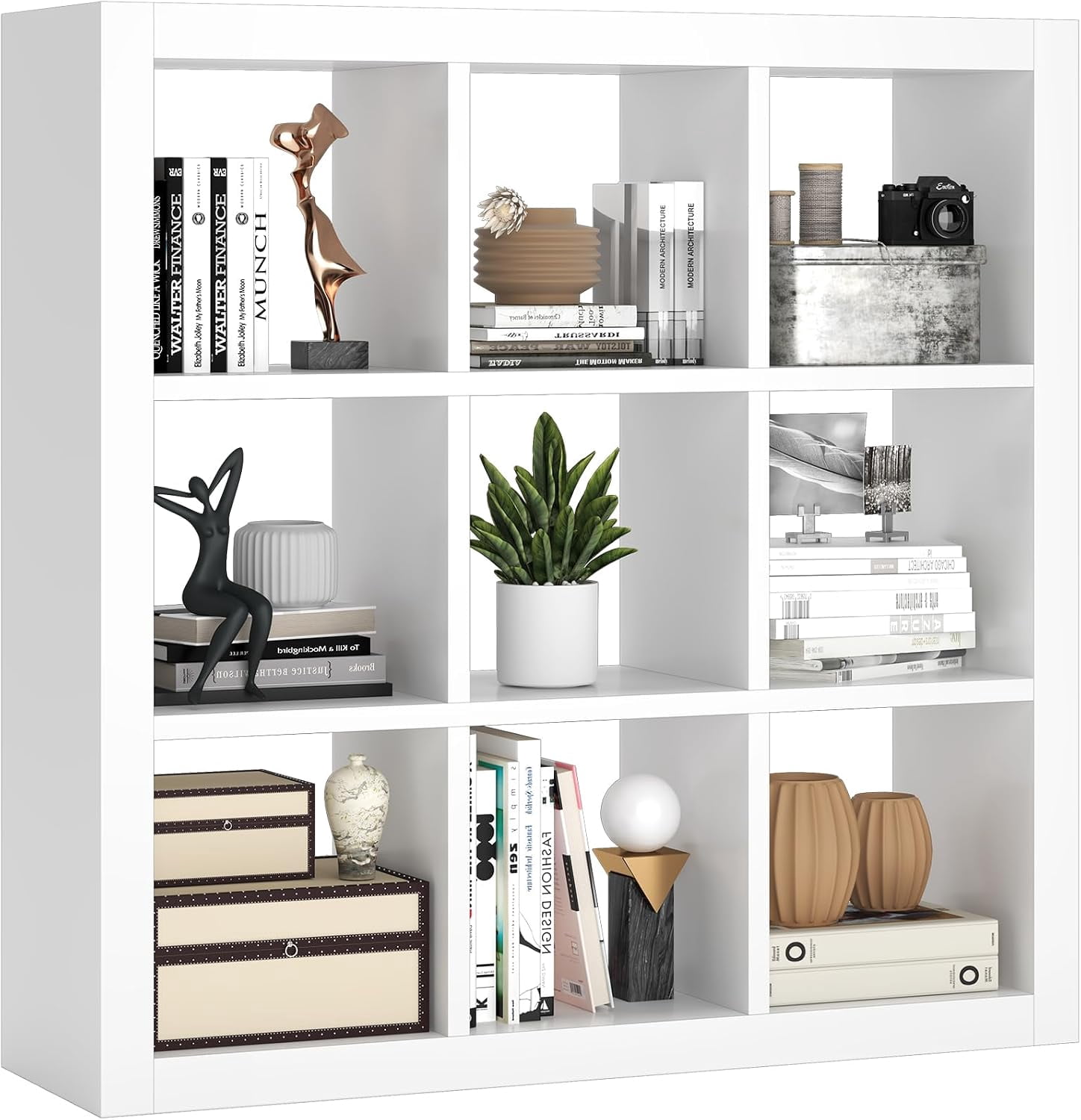 Bookshelf 9-Cube Storage Organizer Sturdy Wooden Bookcase Open Book ...