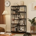 thumbnail image 1 of Bookshelf 9 Tier Tall Wooden Bookcase Shelf Furniture, Standing Book Storage for Bedroom, Living Room and Home Office, Rustic Brown, 1 of 7