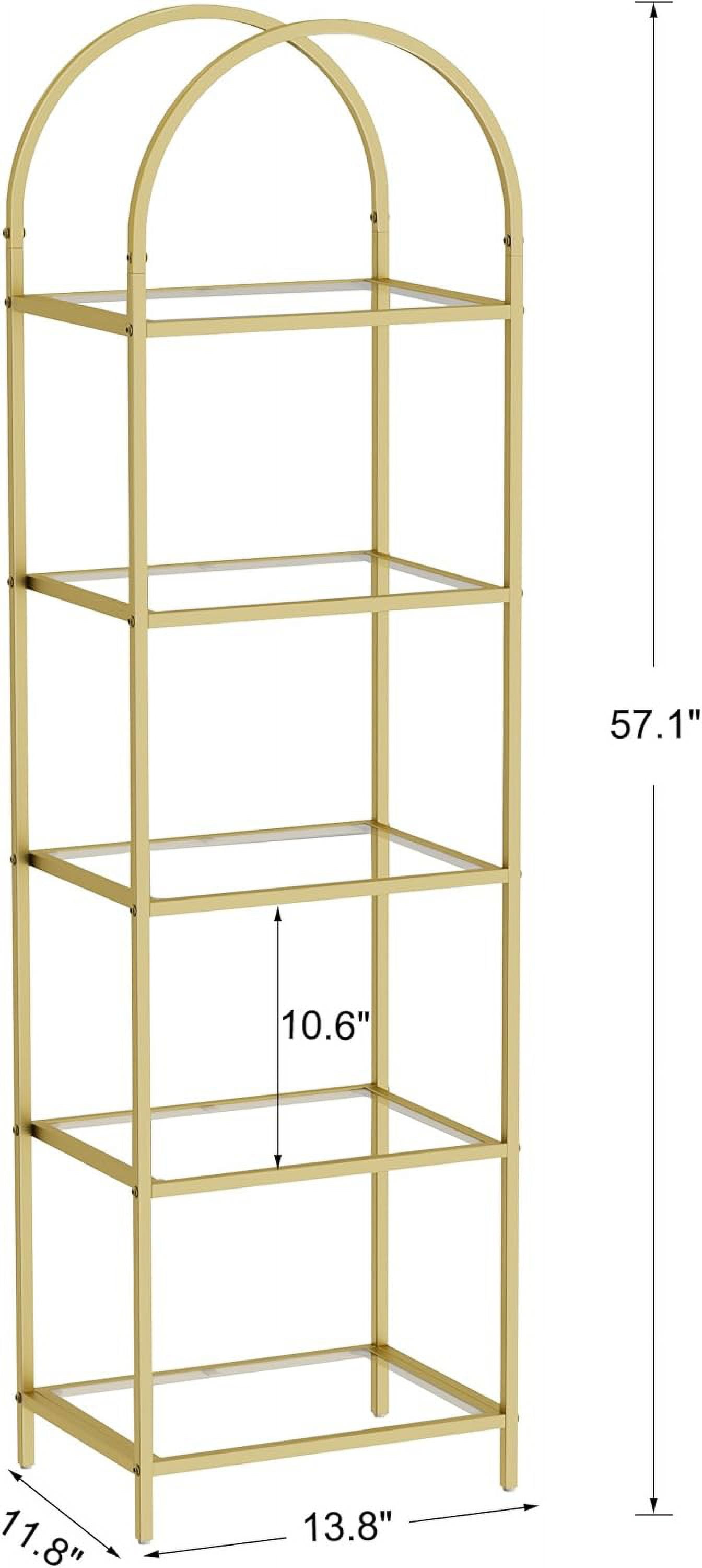 Bookshelf Arched Display Racks, Metal Bookcase with Tempered Glass ...
