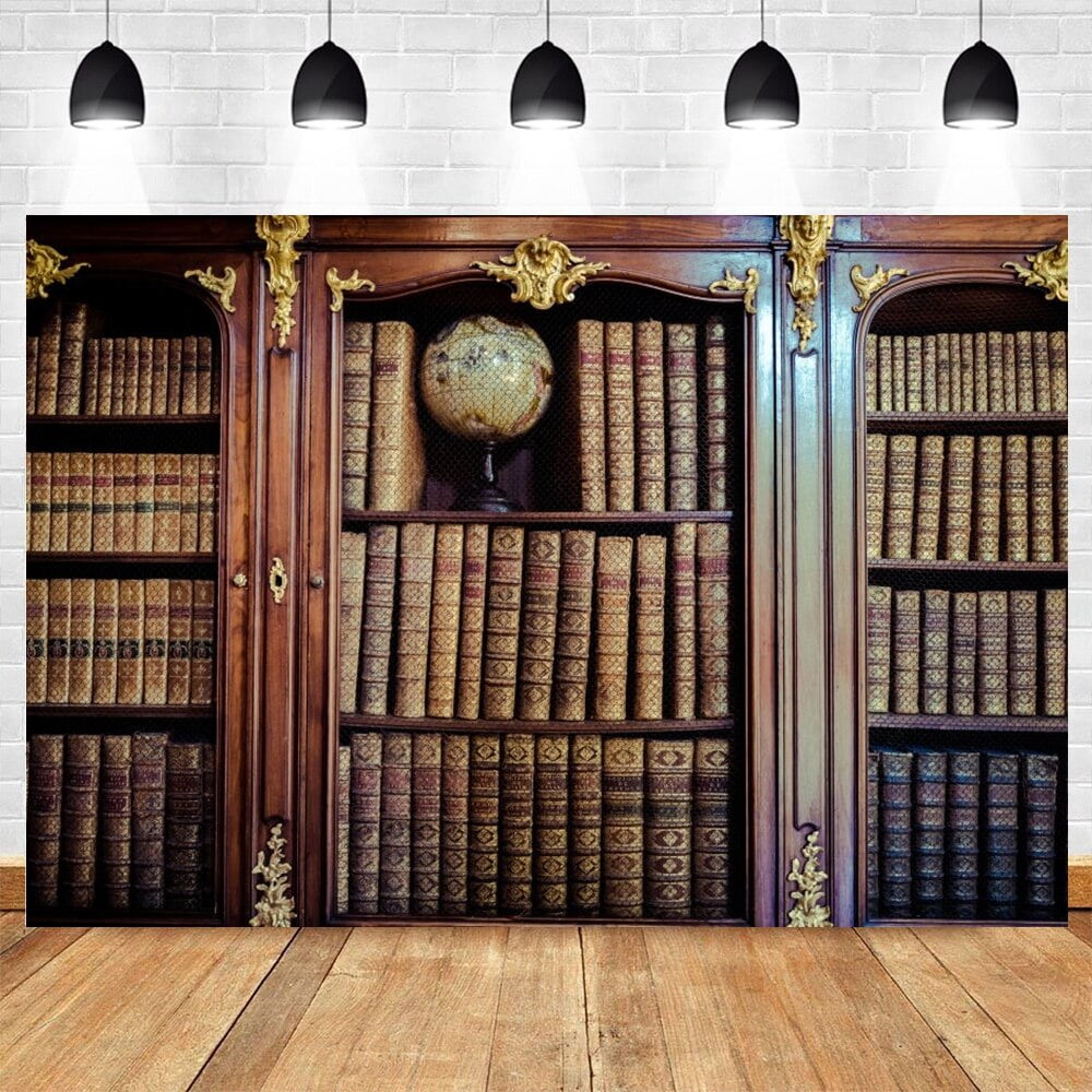 Bookshelf Backdrop Vintage Bookcase Magic Books Grunge Ancient Library ...