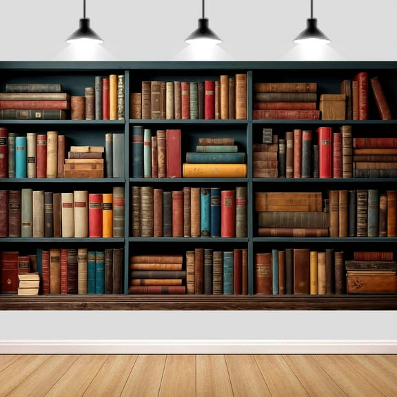 Bookshelf Backdrop Vintage Bookcase Photography Backdrops Classical Study Room Library Home Office Portrait Photo Studio Booth Props 7X5