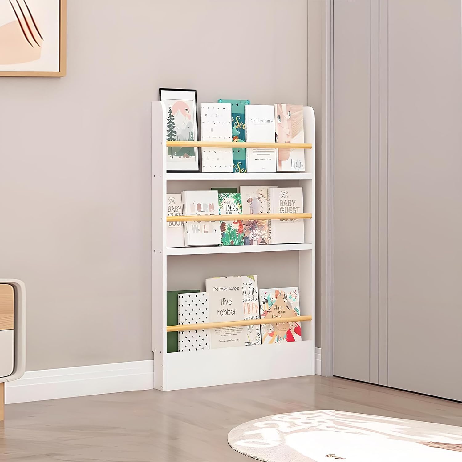 Bookshelf, Behind The Door Bookshelf, Wooden Kids Bookshelf 3/4/5/6 ...