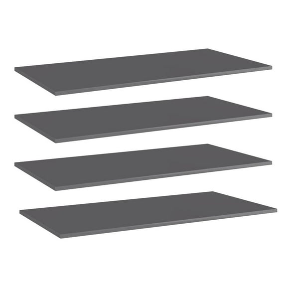 Bookshelf Boards 4 pcs High Gloss Gray 31.5"x7.9"x0.6" Engineered Wood Grey