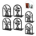 thumbnail image 1 of Bookshelf Book Ends Hollow Flower Carved Pattern Vase Bookends L-Shaped Design Anti-Slip Book Holder, 1 of 8