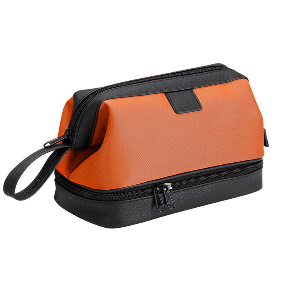 Travel Toiletry Bag for Men, Wet and Dry Separation Dopp Kit Toileties Organizer Cosmetics Pouch-Orange