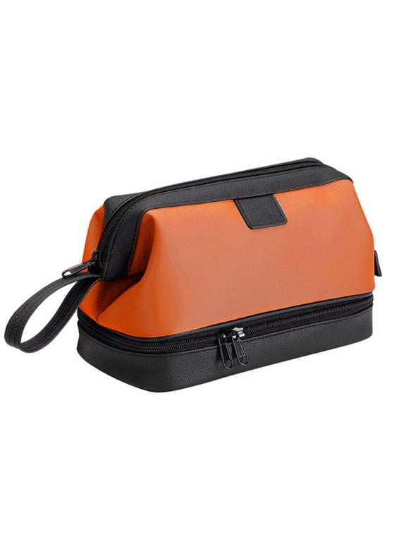 Travel Toiletry Bag for Men, Wet and Dry Separation Dopp Kit Toileties Organizer Cosmetics Pouch-Orange
