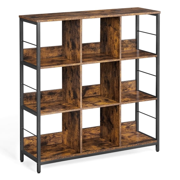 Bookshelf, Bookcase, 9 Cubes Storage Organizer, Industrial Open Display Shelf, for Bedroom, Office
