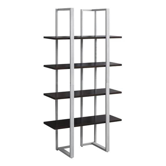 Bookshelf Bookcase Etagere 4 Tier 60"H Office Bedroom Metal Brown Grey