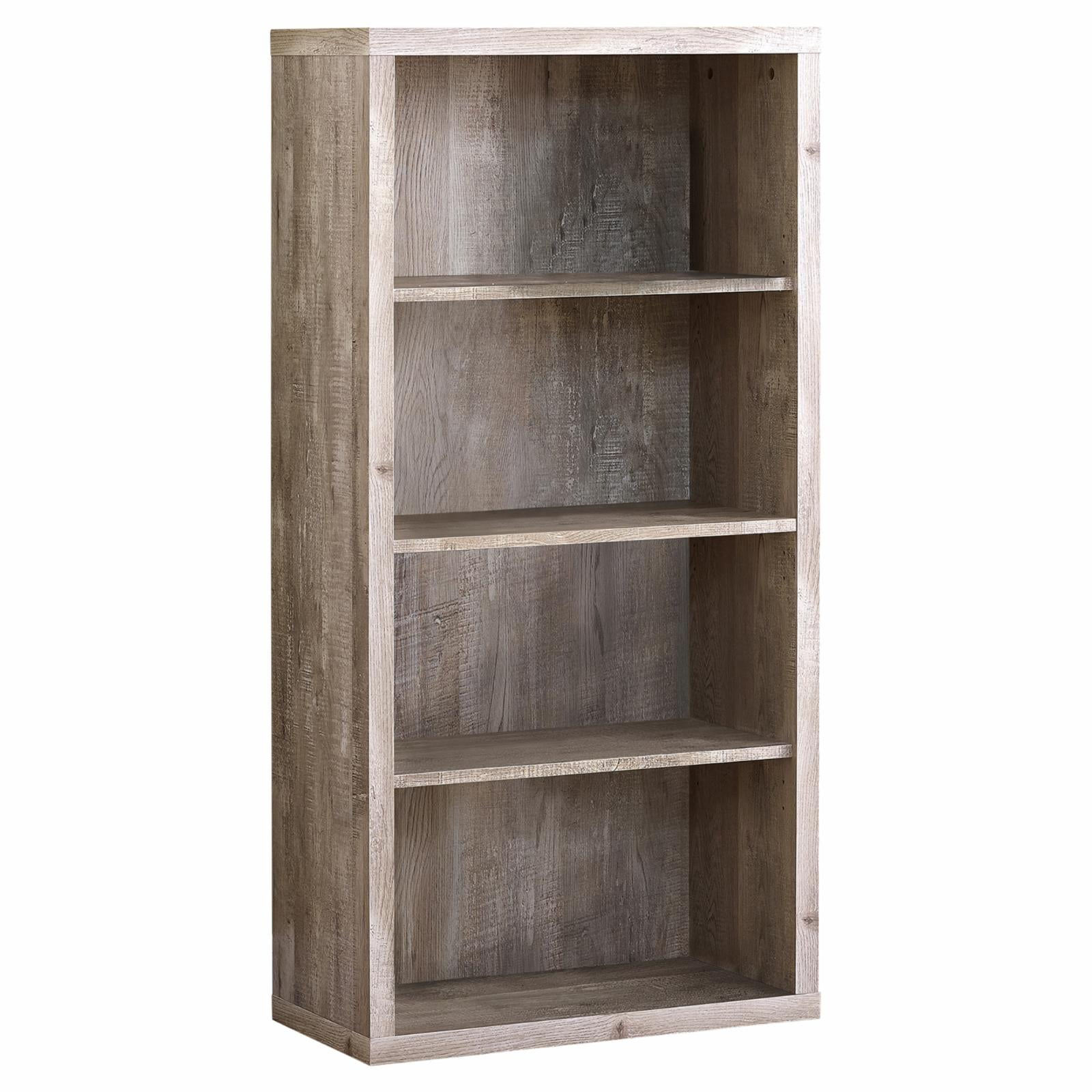 Taupe Medium Wood Adjustable 4-Shelf Bookcase