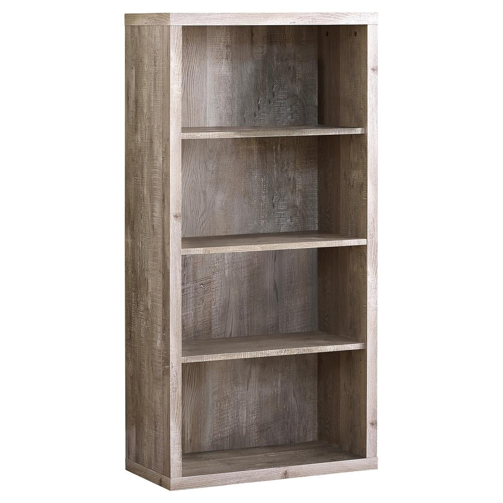 Taupe Medium Wood Adjustable 4-Shelf Bookcase