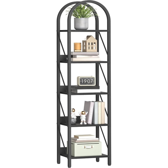 Bookshelf,  Bookshelf Arched Display Racks, Industrial Bookcase with Metal Frame, Book Shelf Storage Organizer for Living Room, Office, Bedroom,